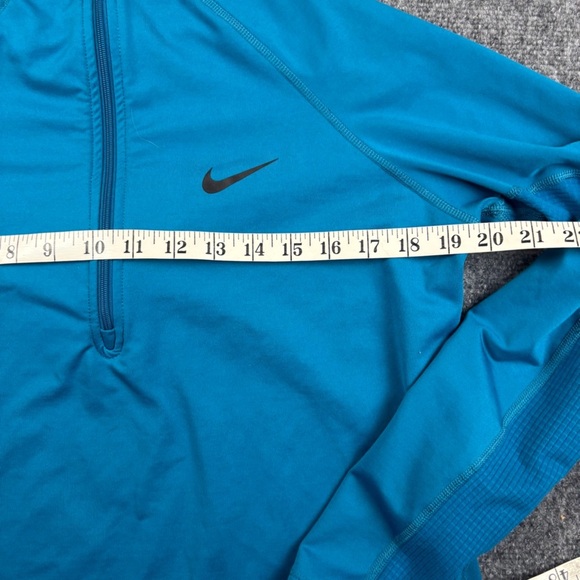 NIKE PRO Women’s Blue Dri-Fit 1/4 Zip Long Sleeve Fleece lined Pullover Large - Picture 7 of 8